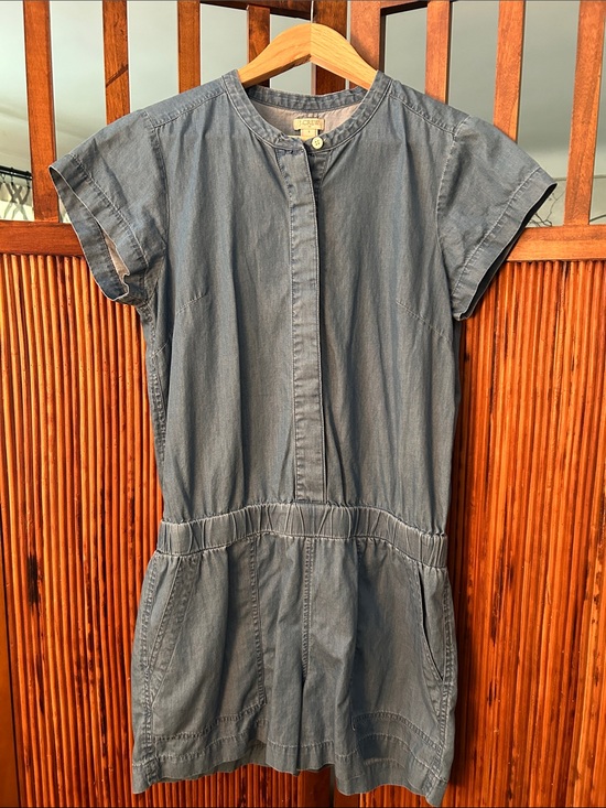 J. Crew Pants - J. Crew Chambray Short Sleeve Romper Dress in Faded Blue